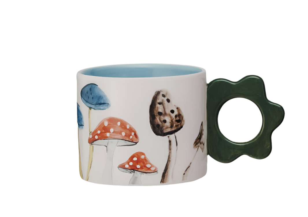 Mushroom with Floral handle Mug